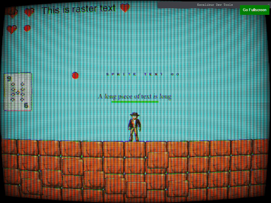 Excalibur example running with a CRT television postprocessor